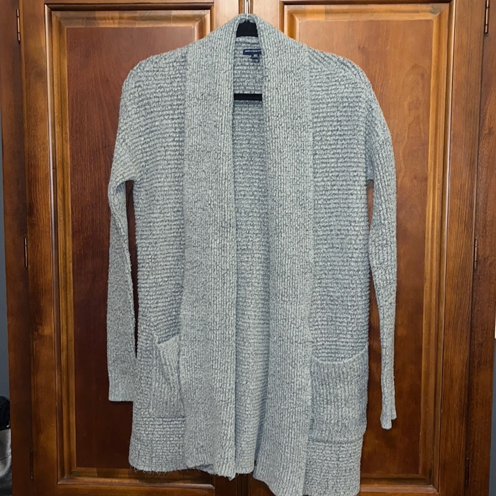 American Eagle ribbed sweater cardigan XS gray.